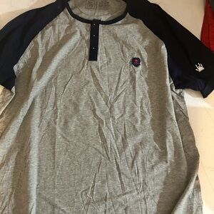Men's Gray and Navy Henley Shirt Grateful Dead